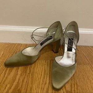Stuart Weitzman satin green heels